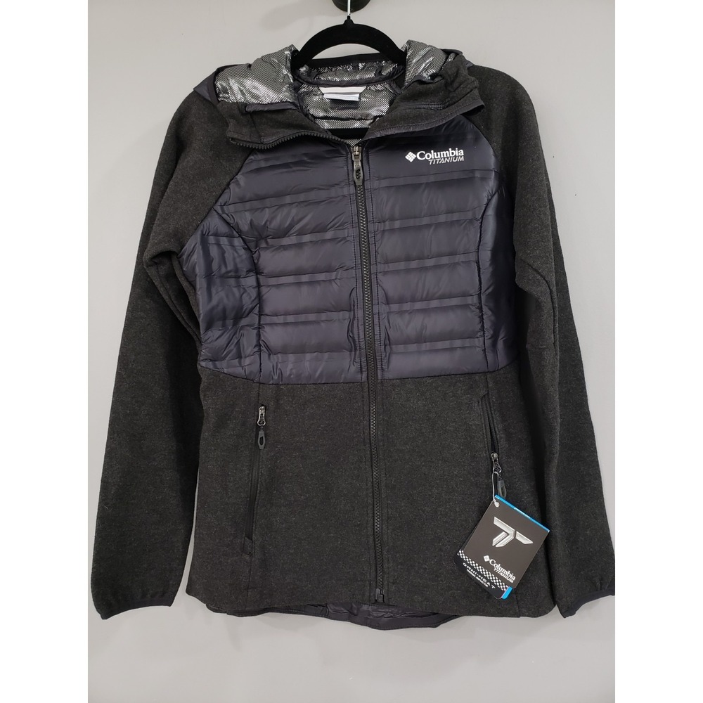 NEW XS Columbia Titanium Snowfield Hybrid Omni Heat Hooded Goose Down Jacket